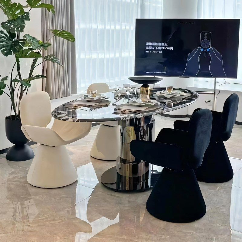 意式极简梳妆凳轻奢高级感主卧室黑色化妆椅法式奶油风餐桌椅子