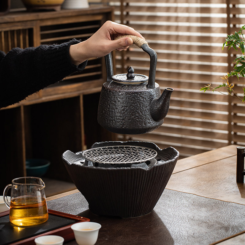 户外围炉煮茶炭炉家用室内碳火烧烤老式茶炉户外罐煮茶Z器茶壶茶