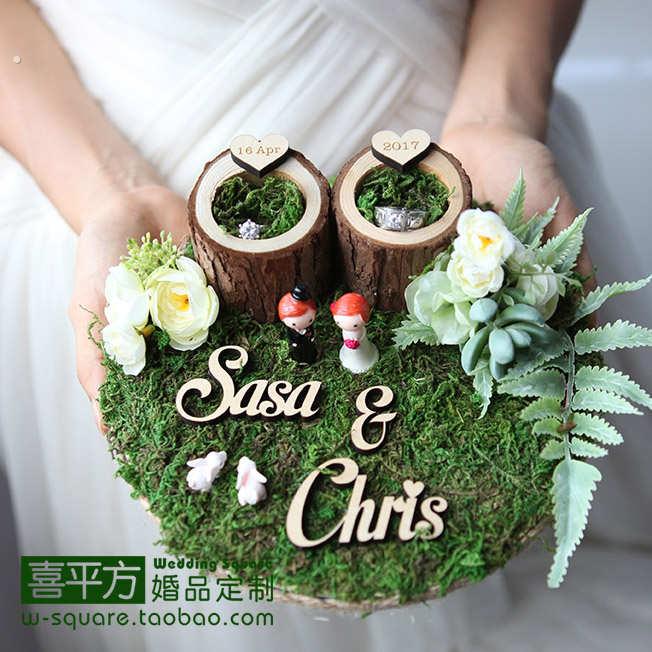 【喜平方】森林的婚礼戒托韩式结婚戒枕影楼拍摄道具七夕礼物