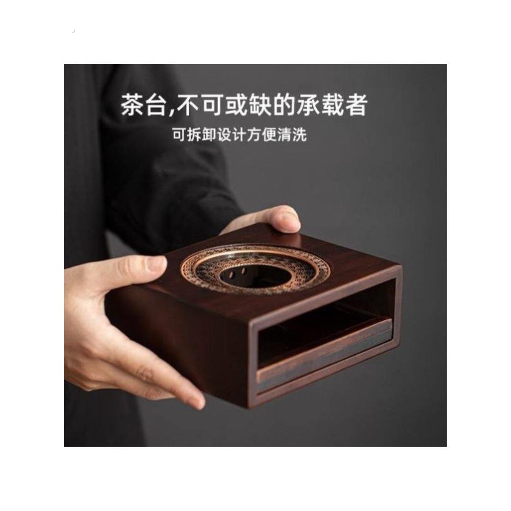 家用复古茶台茶壶公杯暖茶器功夫茶具配件竹制温茶炉加热蜡烛底座