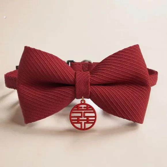 狗狗领结红色喜字衣服小猫咪结婚装饰围脖大狗宠物婚礼蝴蝶结项圈