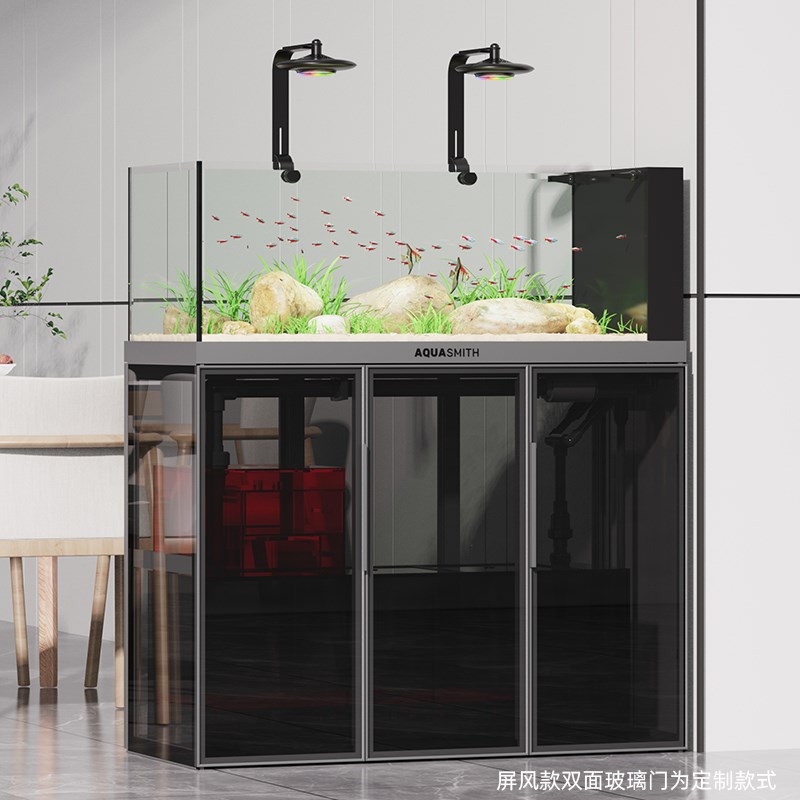 老渔匠溪流鱼缸底滤式超白玻璃 雷龙鱼专用落地式水族箱