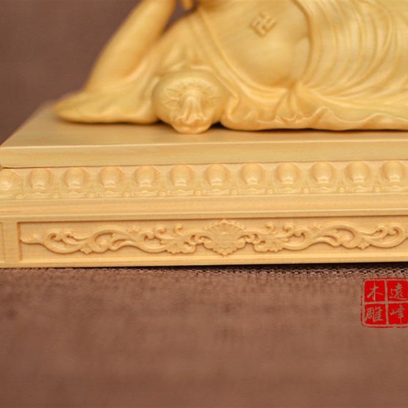 桧木木雕实木雕刻精雕工艺品睡佛卧佛阿弥陀佛如来佛供奉摆件