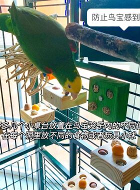 鹦鹉玩具站台桌台站架站杆原木笼内装饰趣味觅食玄凤解压解闷自嗨