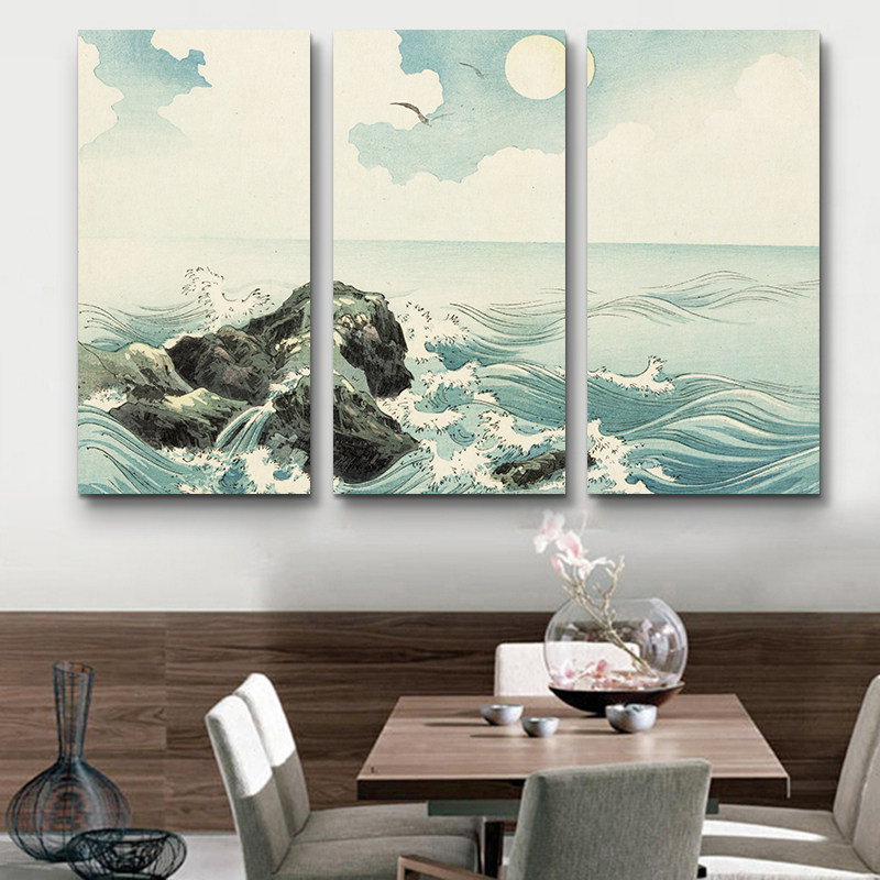 日式挂画酒店浮世绘玄关三联壁画餐厅纹身店美女壁画榻榻米装饰画