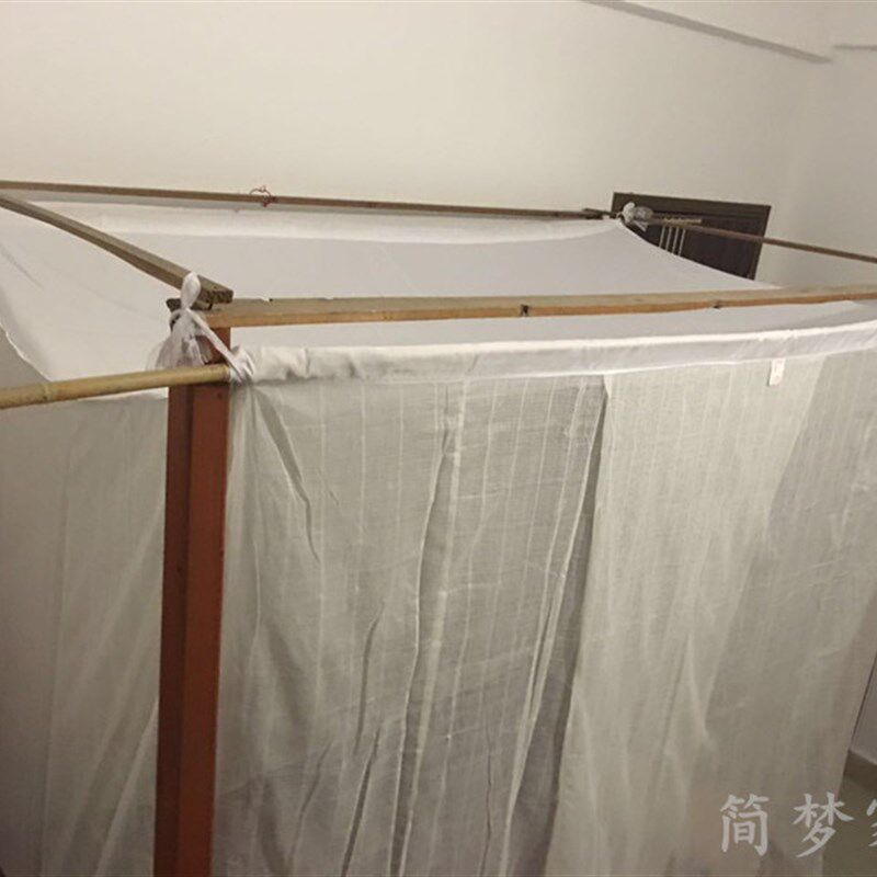 龙凤双线加高特密棉纱蚊帐穿竹绑绳方顶老式单门传统学生宿舍蚊帐