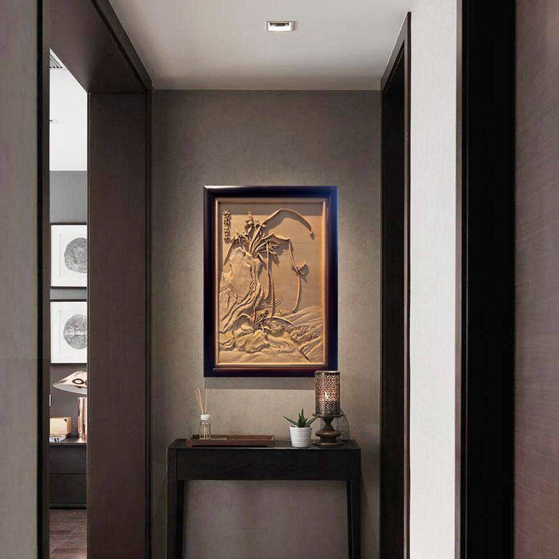 东阳木雕幽兰出谷手工雕刻新中式挂画玄关客厅背景墙壁画实木定制