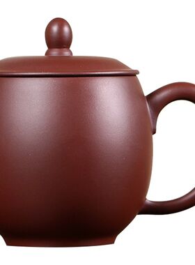 宜兴紫砂杯纯手工全原矿紫泥盖杯带盖个人专用高档功夫茶具龙蛋杯