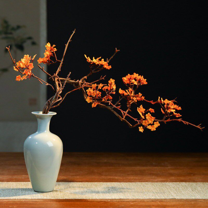 新中式水仙瓶宋代禅意干花插花景德镇陶瓷花瓶客厅装饰品古风摆件