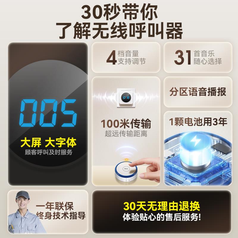 传菜服务提醒铃餐饮厨房上菜叫铃器无障碍按键点单取餐器贵宾房铃