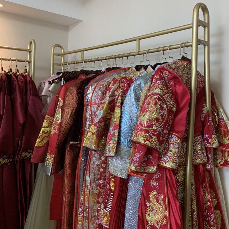 金色婚纱展示架落地式照相馆专用挂婚纱架子工作室礼服旗袍秀禾货