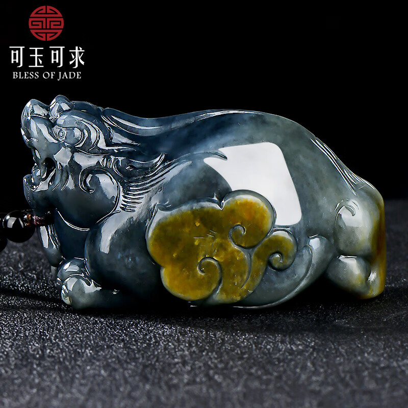 可玉可求和田玉青花玉貔貅手把件青白玉