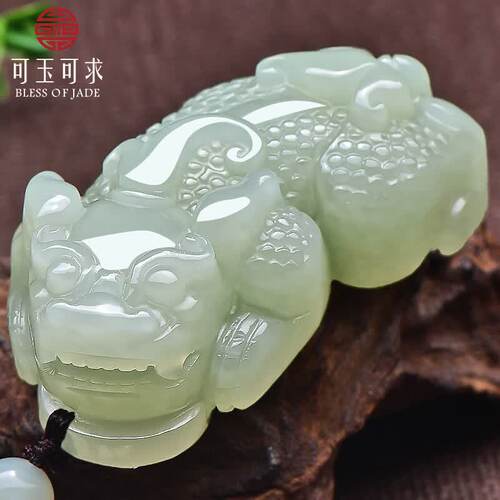 可玉可求天然青白玉貔貅吊坠玉石挂件男女款M0951