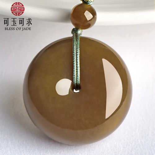可玉可求天然糖玉平安扣吊坠玉石项链男女款H1096