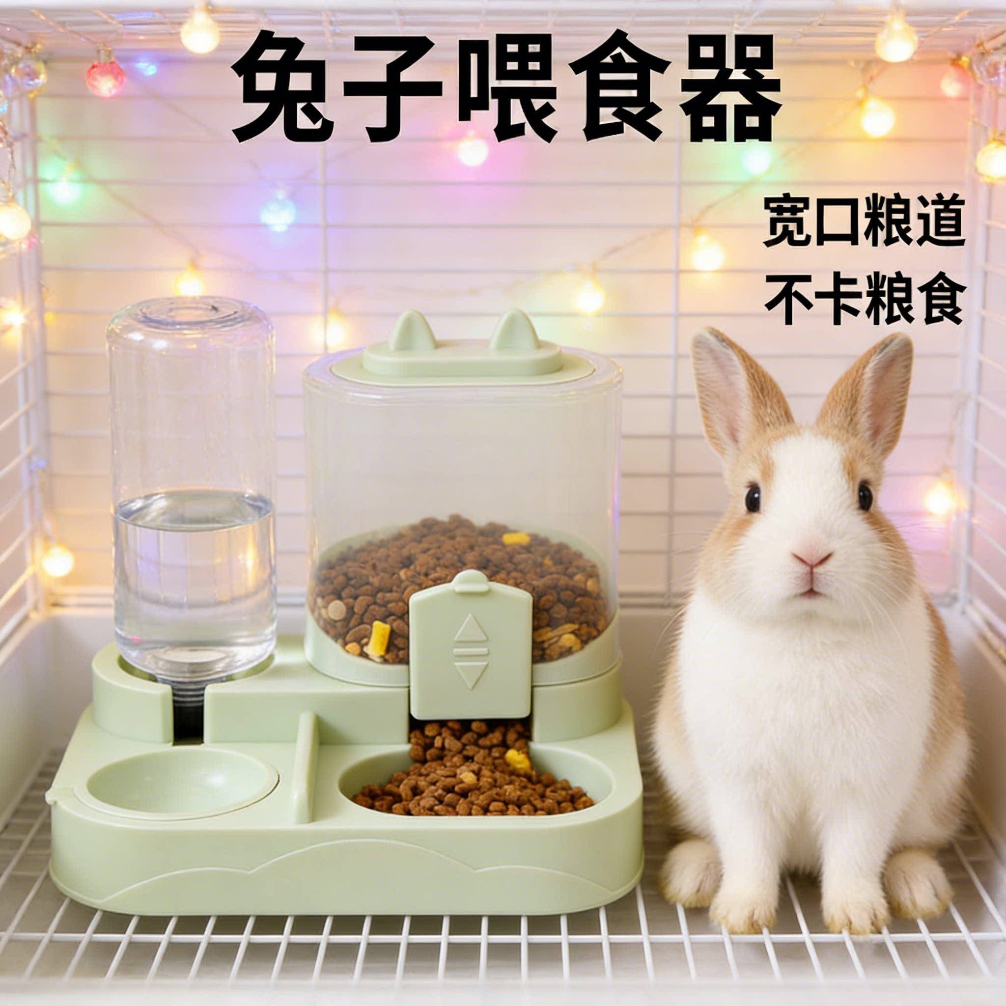 兔子专用喂食器双碗自动宠物碗侏儒食盆饮水器一体笼子配件用品