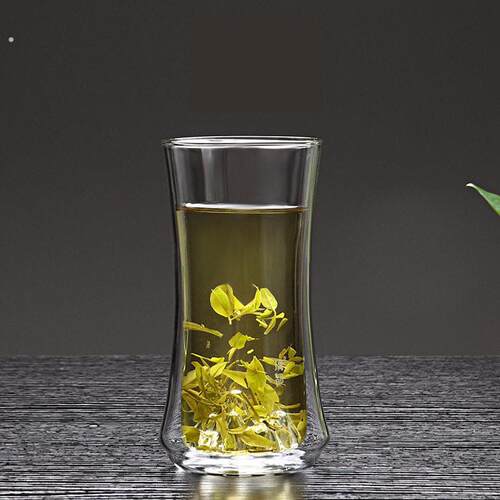 双层观山杯隔热玻璃杯高档泡龙井绿茶杯专用茶杯子男士高级猴魁杯