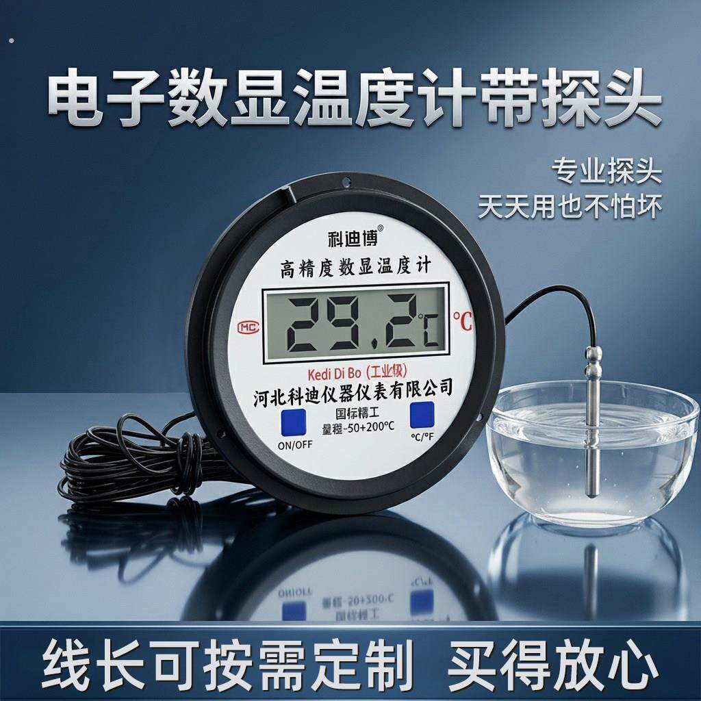 防水温度计仪高精度测水温电子数显测温表带监视器感测器工业用家