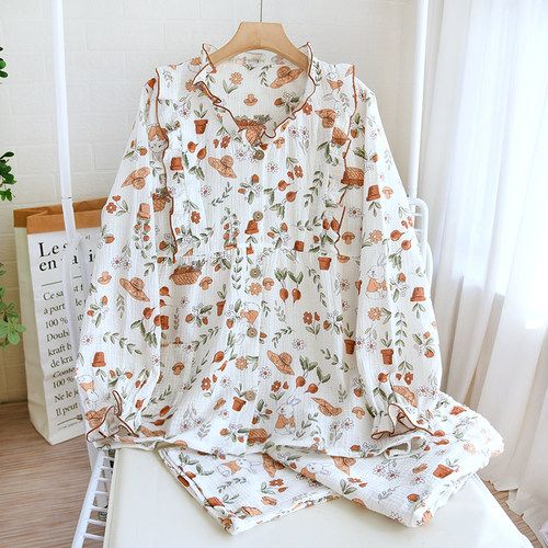 月子服夏季薄款产后纯棉纱布春秋孕妇哺乳衣睡衣产妇家居服套装薄