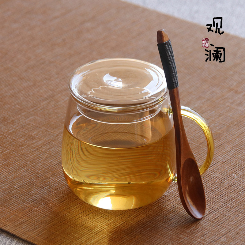 玻璃杯耐高温带把杯子牛奶杯胖胖杯喝水泡茶杯办公室男女水杯单杯