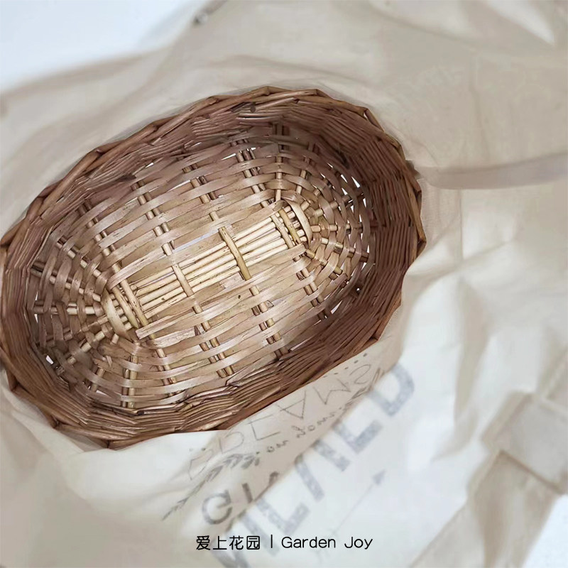 爱上花园手工编制 家居装饰摆件收纳篮 去皮柳编布艺拼接篮子