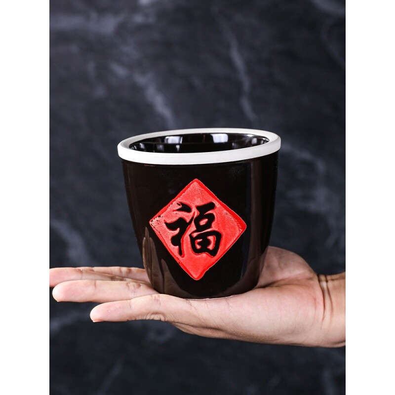 福字米缸摆件百福缸陶瓷米缸招财聚宝盆聚财桶小缸中式家居装饰品图片