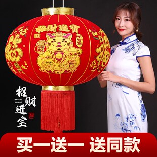 新年招财猫大红灯笼挂饰喜庆户外阳台防水春节装饰用品中国风宫灯