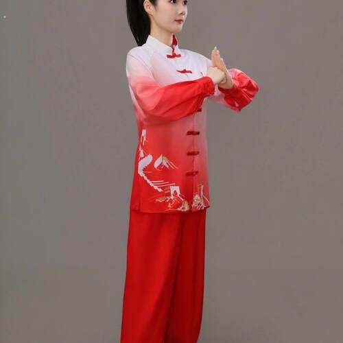 太极服新款渐变色武术表演比赛服装太极拳练功服男春秋款