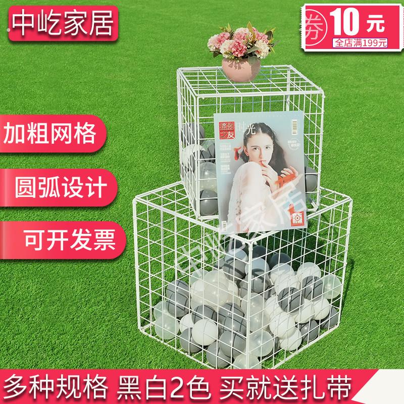铁艺网格立方体移动展示架网红装饰铁丝网照片墙网片路引婚庆道具