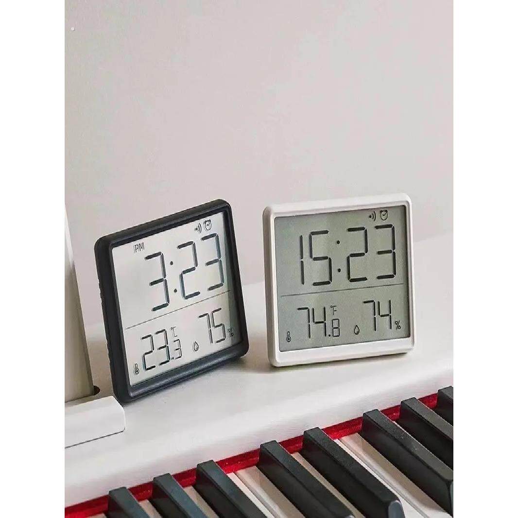 精密温度计数字家庭室内厨房湿度与时间时钟磁性冰箱贴纸墙发光超