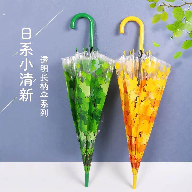 个性创意树叶透明伞小清新阿波罗伞长柄伞拱形枫叶雨伞蘑菇公主伞