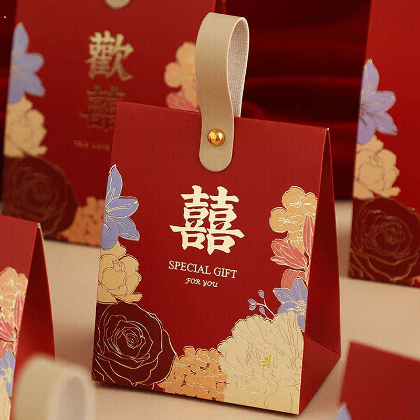 结婚喜糖盒子2025新款糖果盒婚礼专用婚庆糖盒订婚用手提喜糖袋子