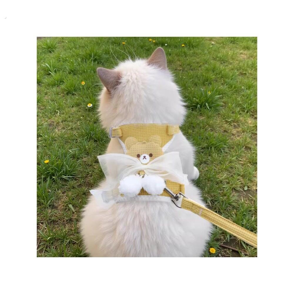 外出专用猫咪牵引绳防挣脱遛猫绳背心式胸背带工字型小猫猫溜猫绳