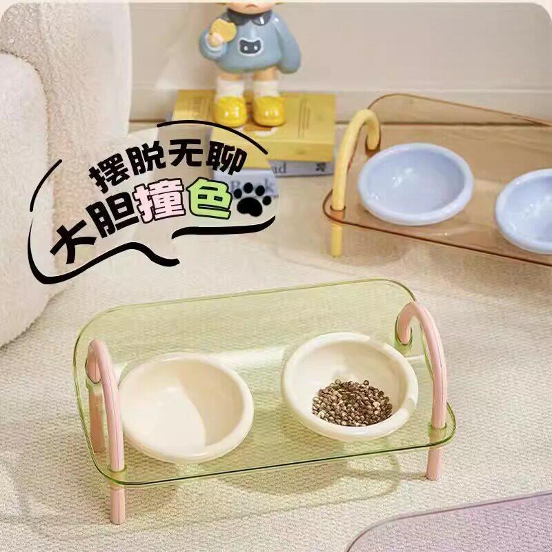 狗碗多猫宠物双碗猫咪饭碗猫咪餐桌防漏食可水洗碗护颈防侧翻狗碗