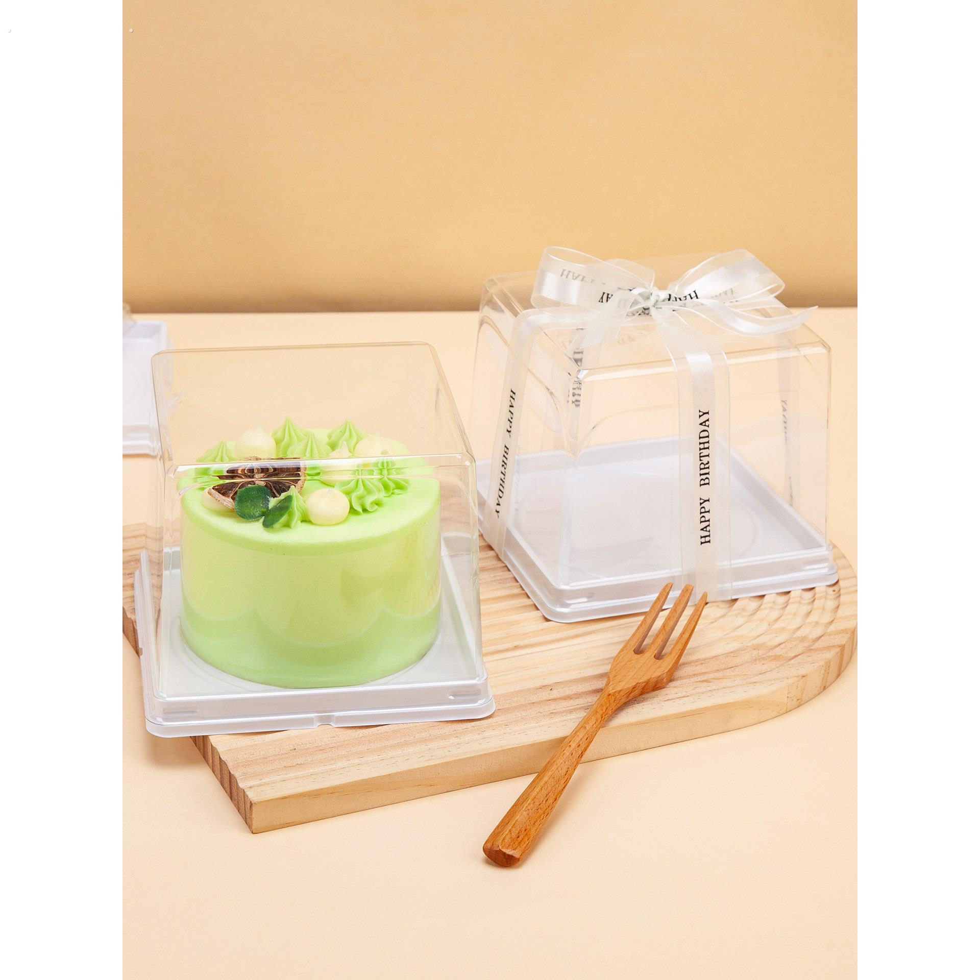 正诚4寸透明生日蛋糕盒加厚手提式巴斯克千层切块家用甜品烘焙盒