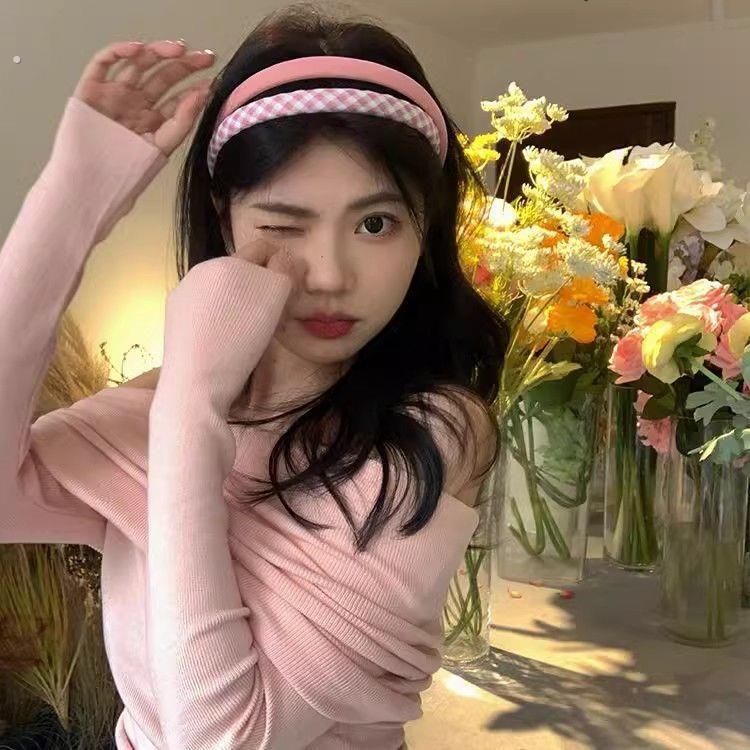 开春格子纯色细发箍女款发夹百搭2026网红新款甜美洗脸高颅顶百搭