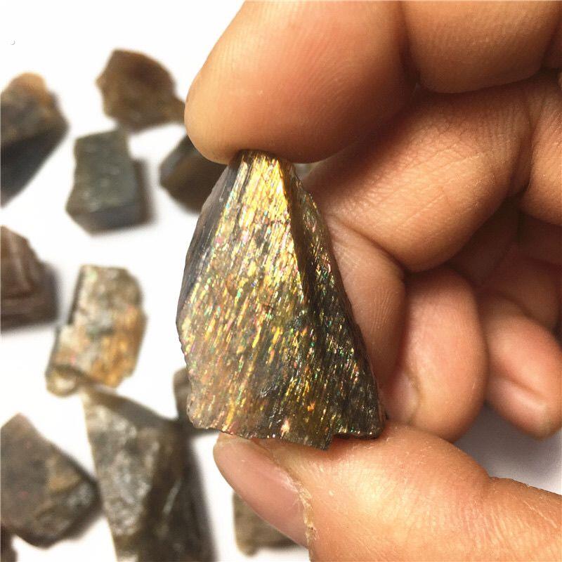 彩虹晶格日光石天然坦桑尼亚七彩晶格日光石矿物晶体拉长石头收藏