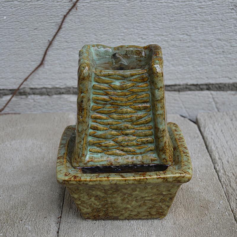 陶瓷工艺品摆设欧式小瀑布喷泉流水加湿器家居桌面客厅装饰小摆件
