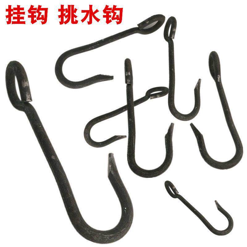 铁挂钩挂在楠竹扁夫绳挑钩子单独勾竹扁担挑夫用挑担纯手肩膀担水