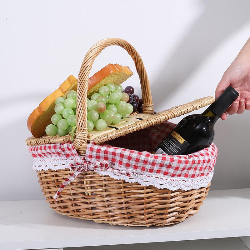 藤编户外野餐篮藤竹手提篮菜篮购物篮采摘篮酒店毛巾篮清洁编织篮