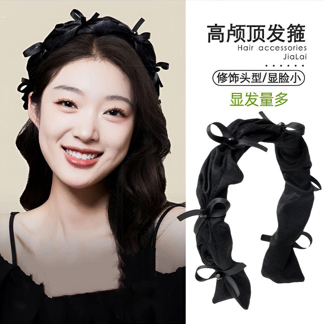 高级感黑色蝴蝶结超仙女覆古高颅顶发卡发捆简约百搭头箍外出头饰