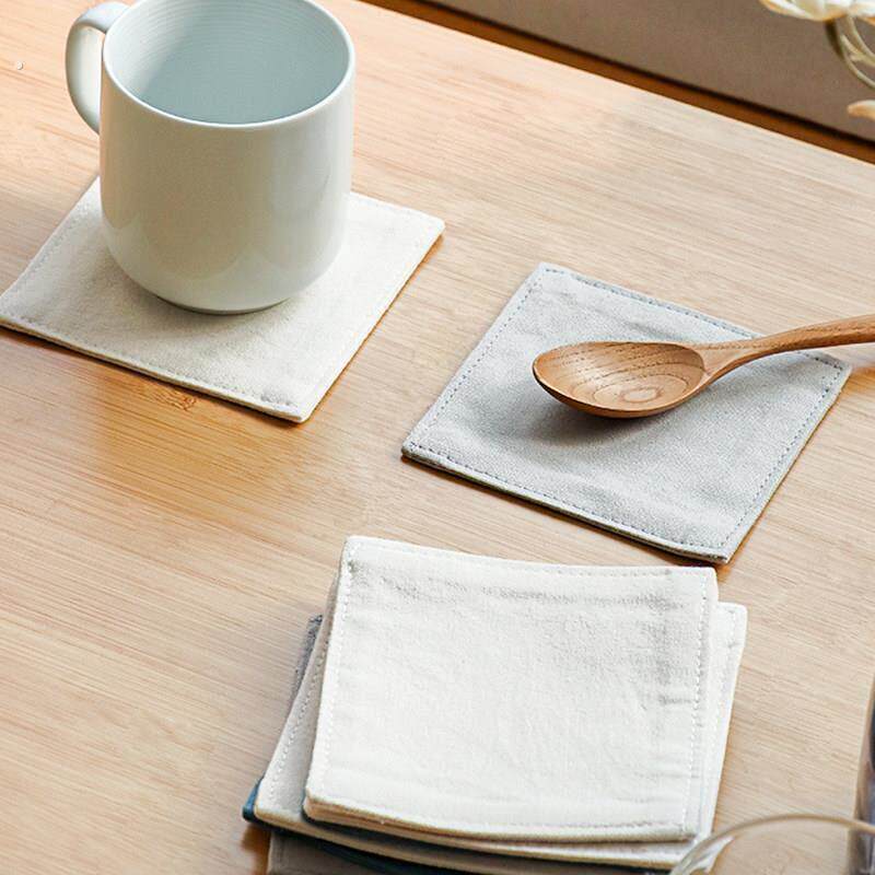 日式简约帆布白色布艺扎染杯垫茶桌餐桌隔热保护桌面茶杯餐具餐垫