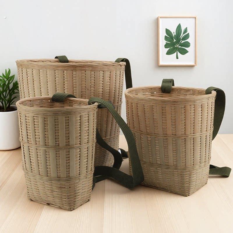 竹编背篓买菜背箩竹筐采摘茶舞蹈道具收纳篮