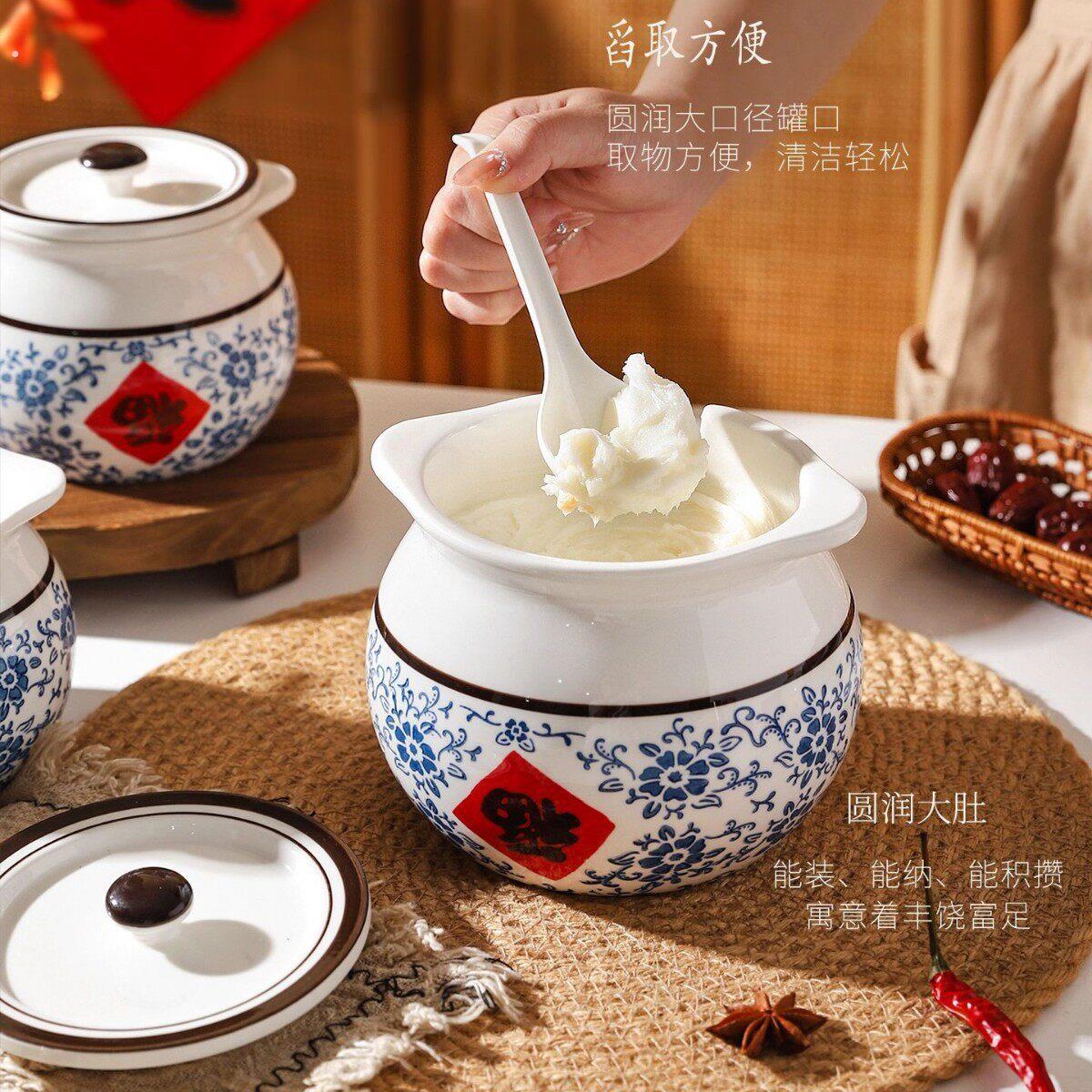 装猪油的容器罐子耐高温油辣子的坛子陶瓷调味罐装猪油桶带盖子家