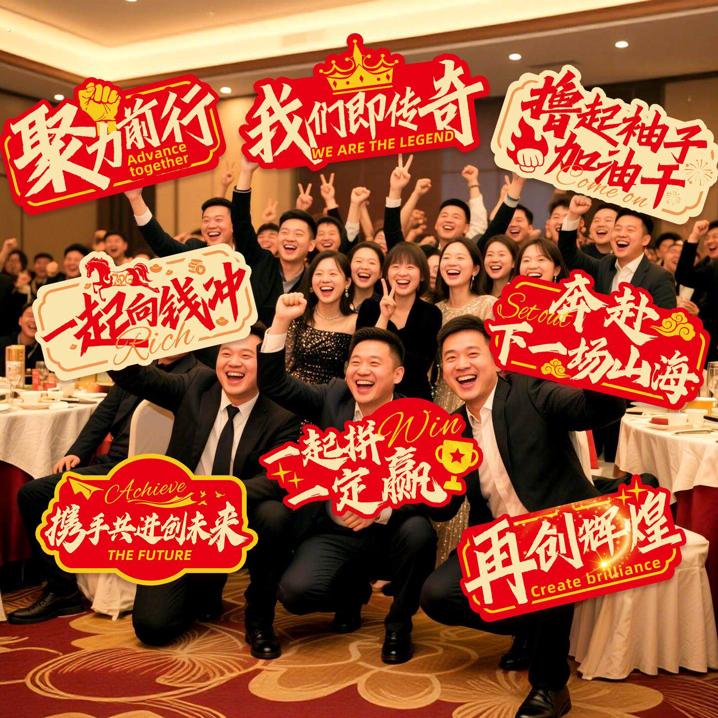 2026马年拍照牌气氛围道具手举牌公司年会合影创意新年节日装扮