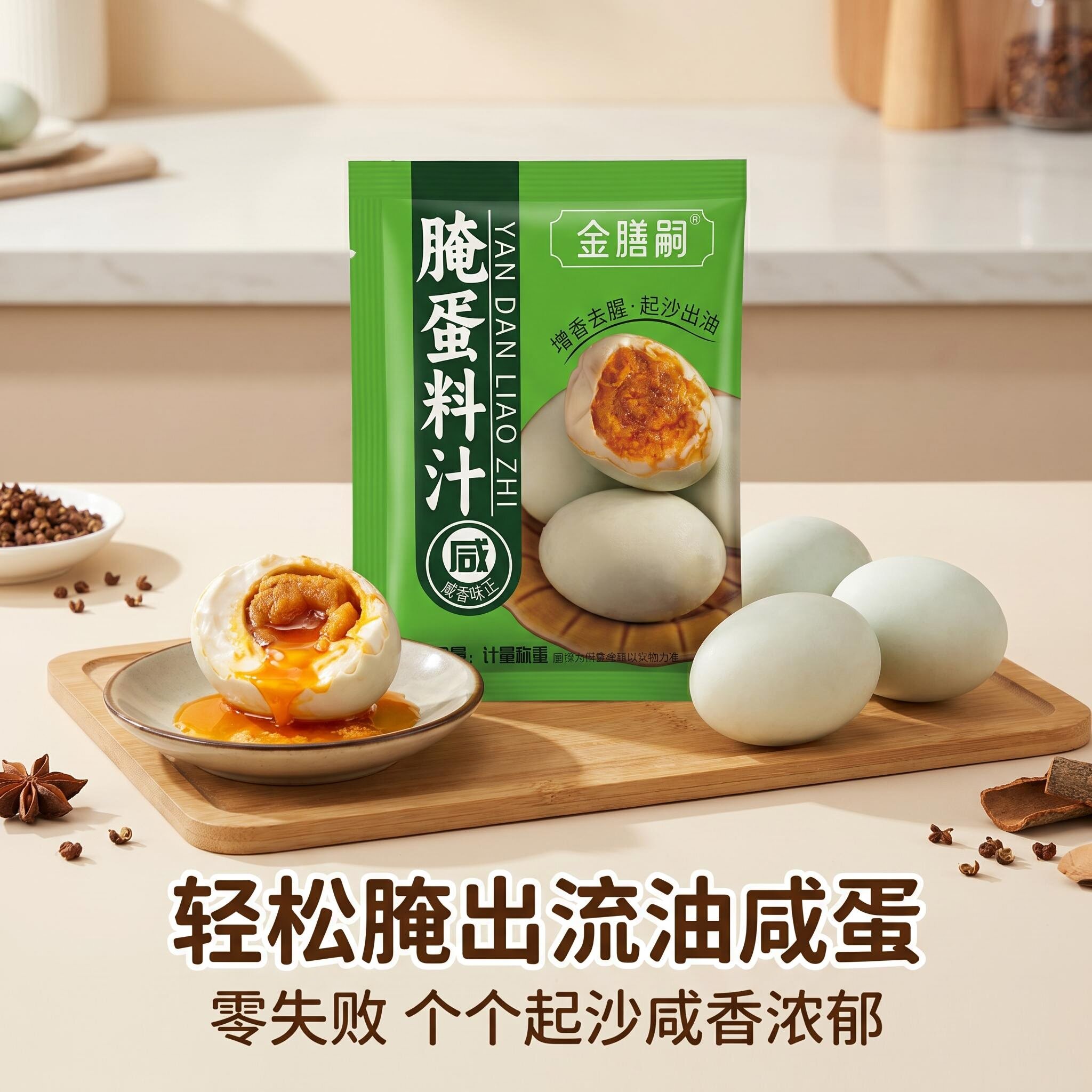 五香流油咸鸭蛋腌料汁图片