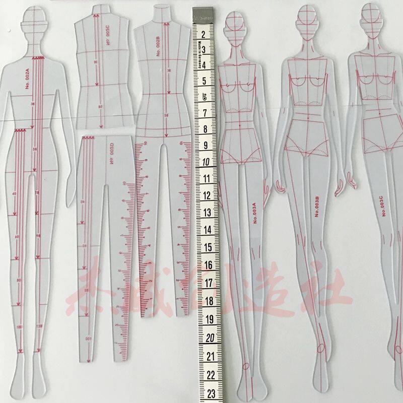 服装设计女动姿态人形尺人体模板尺图时装画比例绘图工具尺
