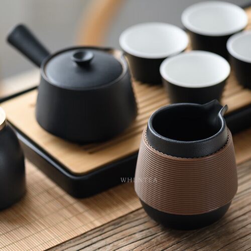 闻说黑砂粗陶公道杯 简约禅意陶瓷防烫手分茶器匀杯茶海功夫茶具