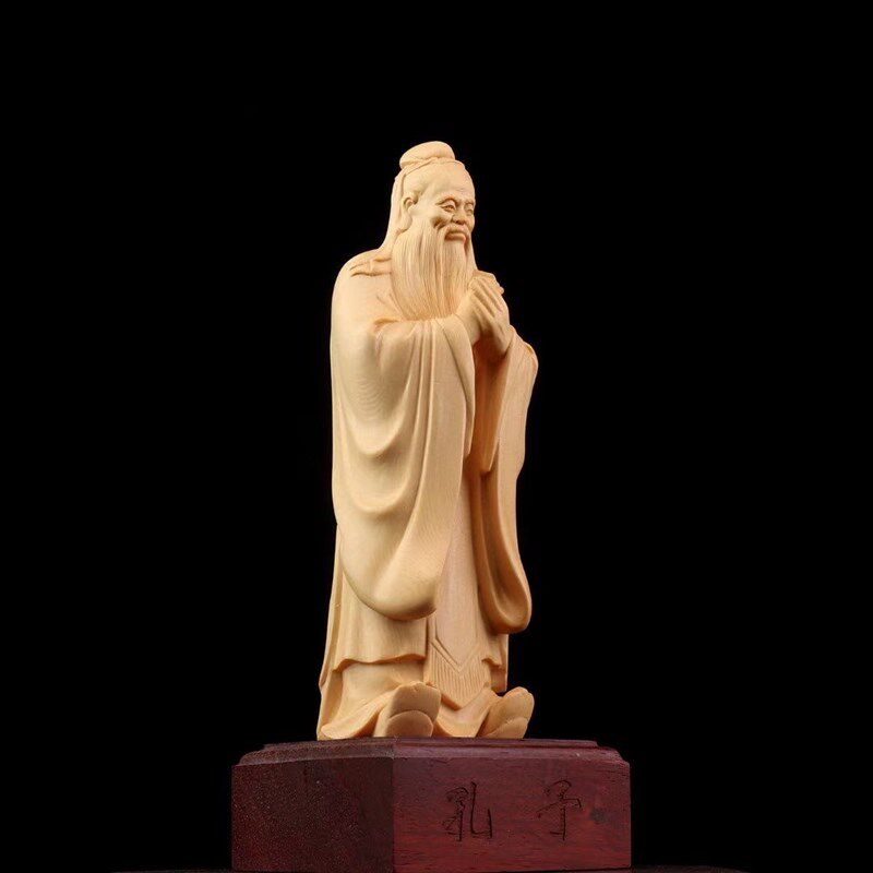 实木雕孔子摆件孔夫子木质雕像客厅书房摆设孔子像教师节礼物送礼