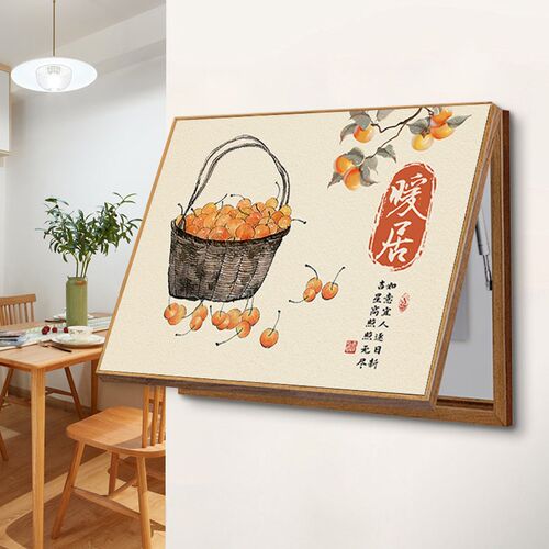 平安喜乐挂画新中式电表箱装饰画免打孔遮挡配电箱电闸盒餐厅定制