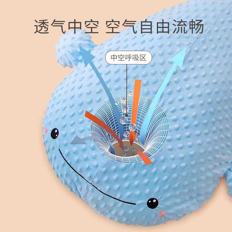大蓝鲸鱼新生婴儿排气枕防窒息惊跳安抚宝宝胀气肠绞痛枕趴睡神器